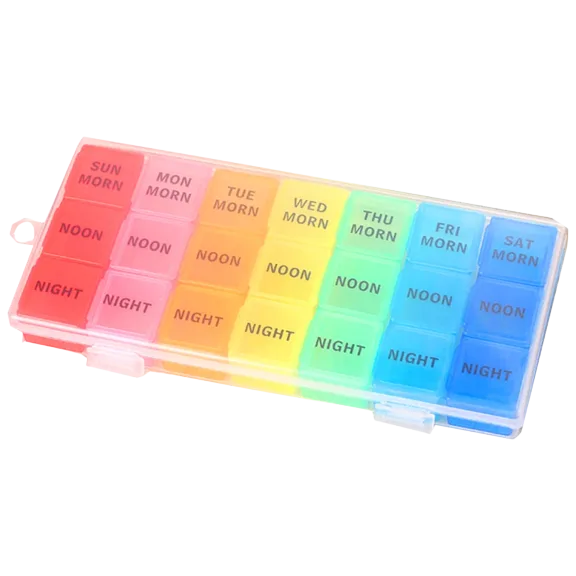 TheraRx Colorful 3-Times Weekly Pills Organizer with Detachable Compartments
