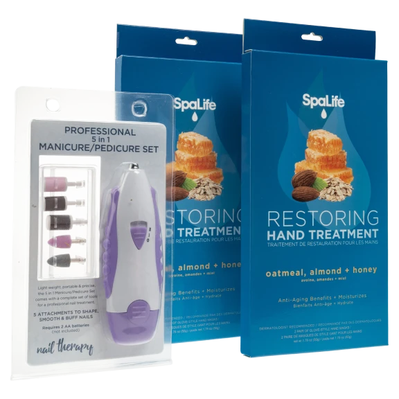 SpaLife Electric Manicure Set with 4-Pack Restoring Hand Masks