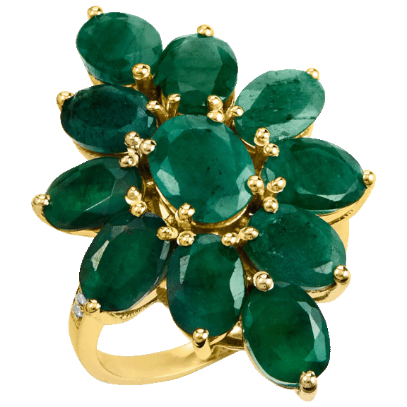 Savvy Cie 18K Gold Sterling Silver Genuine Precious Stones Ring