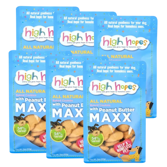 6-Pack: High Hopes Peanut Butter Maxx Cookies for Dogs (6x 11oz)