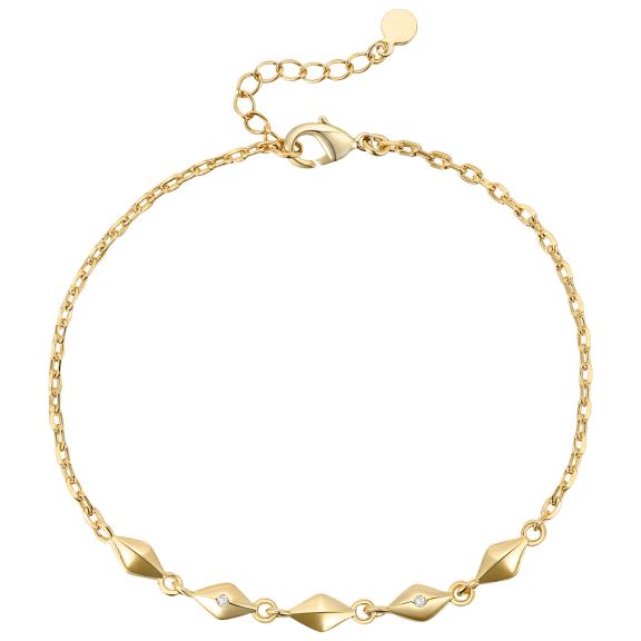 Megan Walford Adjustable 8.25" Pyramid Anklet with 14K Gold Plated Finish
