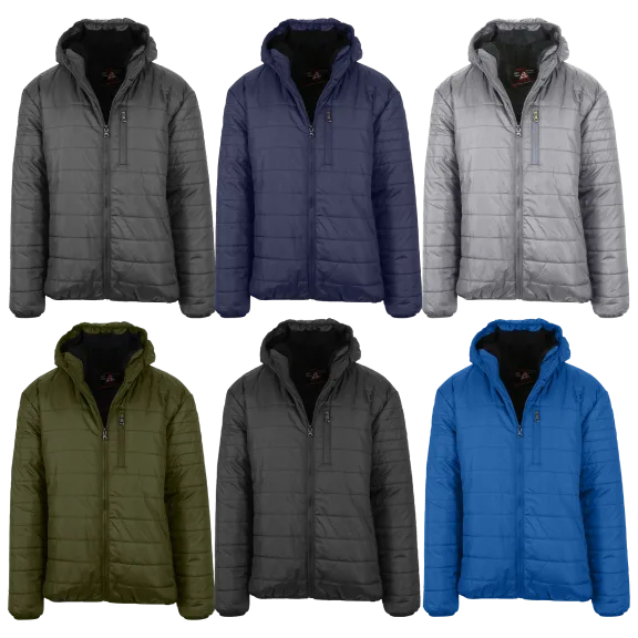 Men's Sherpa-Lined Hooded Puffer Jacket