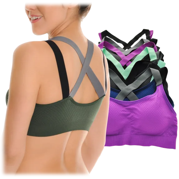 6-Pack: Angelina Seamless Bralette with Strappy Back