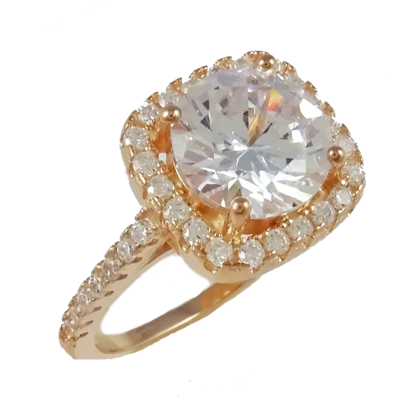18k Rose Gold Cushion Shape Halo Ring