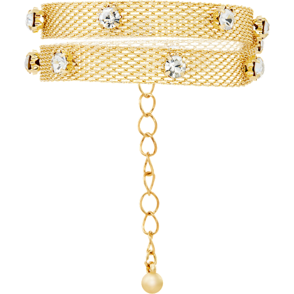 Savvy Cie Woven Mesh Cubic Zirconia Stud Necklace or Double-Wrap Bracelet