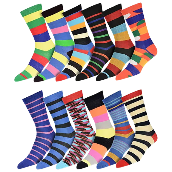 12-Pack Robert Shweitzer Men's Fun Pattern Dress Socks