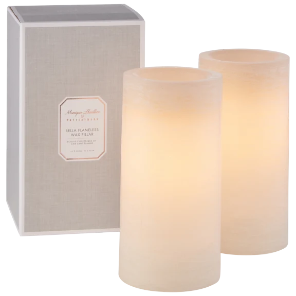 2-Pack: Monique Lhuiller & Pottery Barn Flameless 4" x 8" Pillar Candles