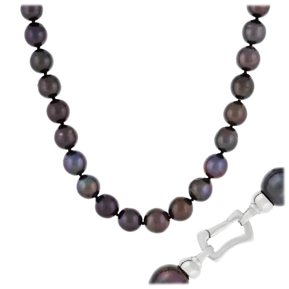 Splendid Pearls 10-12mm Black Pearl Necklace
