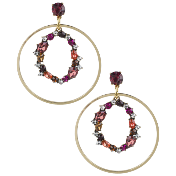 Jardin Acrylic & Crystal Hoop Drop Earrings
