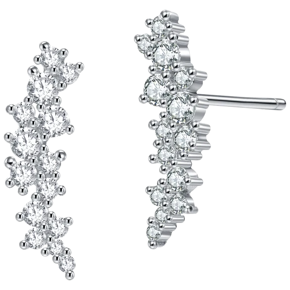 RelavenO Fluttering Sterling Silver Clear Drop Earrings