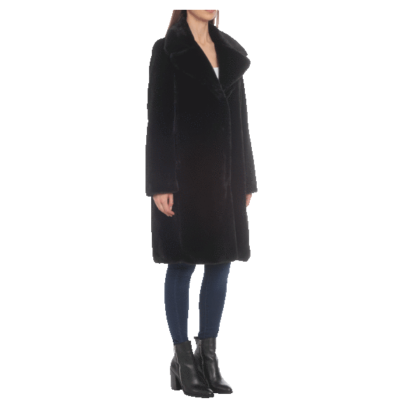 Avec Les Filles Notch Collar Faux Fur Coat