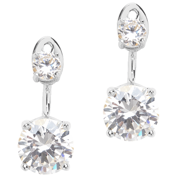 Rox & Rose Sterling Silver Brilliant CZ Stud Jacket Earrings