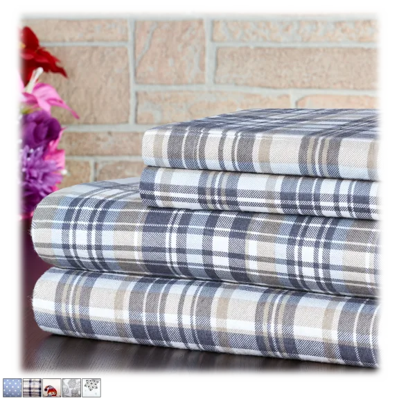Bibb Home Printed Flannel Sheet Set