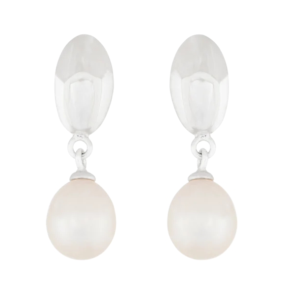 Dangling White Pearl Earrings