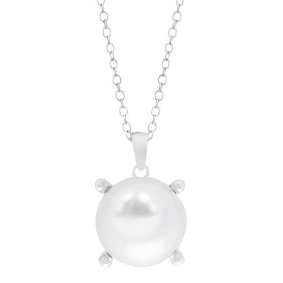 Savvy Cie Sterling Silver Bold 13mm Solitaire Freshwater Pearl Drop Pendant