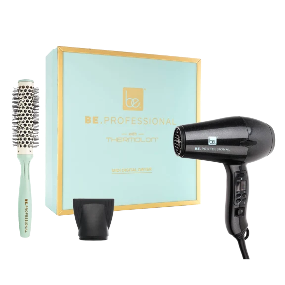 Digital Frizz-Free Short Nozzle Blow Dryer with Brush