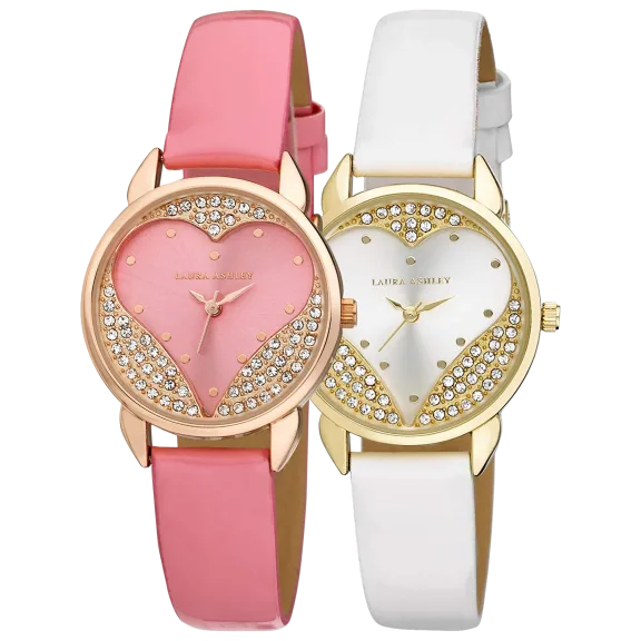 Laura Ashley Open Heart Patent Strap Watch