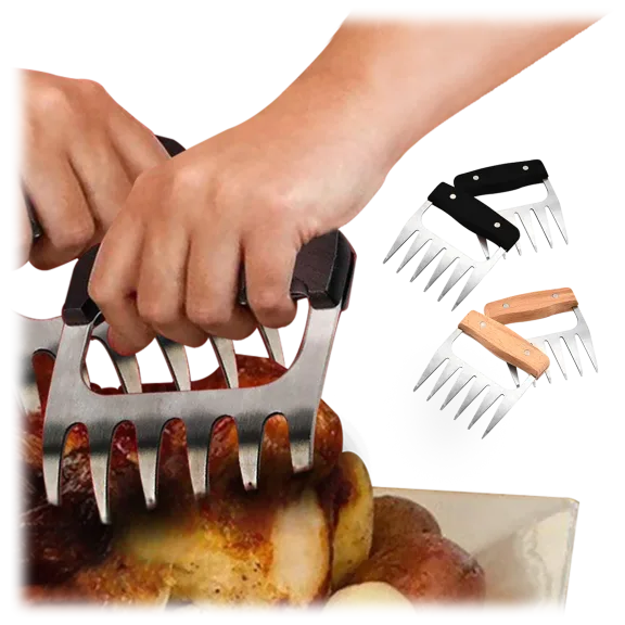 Stainless Steel Meat-Shredding Claws With Wooden Handle by Two Elephants