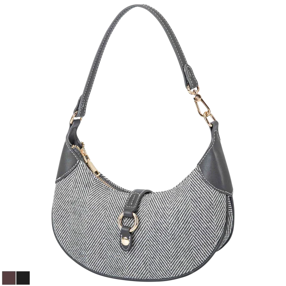 MKF Collection Mire Half Moon Herringbone Shoulder Bag by Mia K