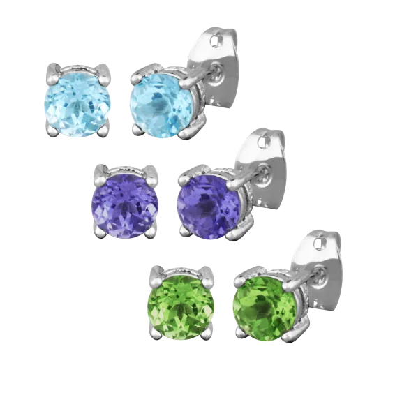 3-Pack Genuine Gemstone Earring Set