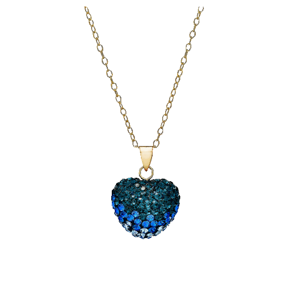Pori Jewelers Austrian Crystal Heart Pendant on 18" 14K Gold Fill Chain