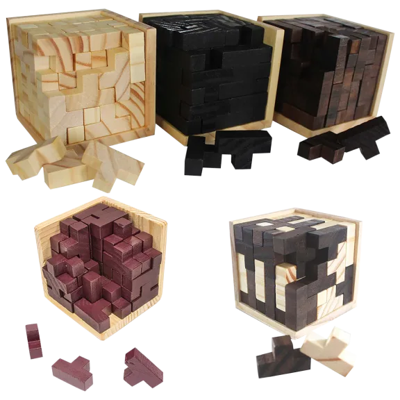 Zunammy 54-Piece Wooden 3D IQ Puzzle Cube
