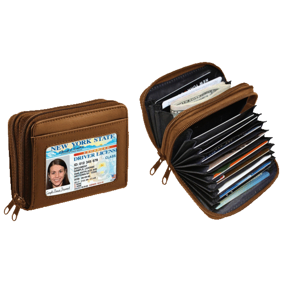 Ciana Women's RFID Genuine Leather Credit Card Wallet with ID Display Window