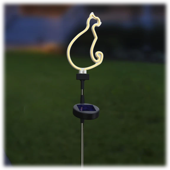 Touch Of Eco Solar Led Decorative Neon Garden Stake Light (Cat)