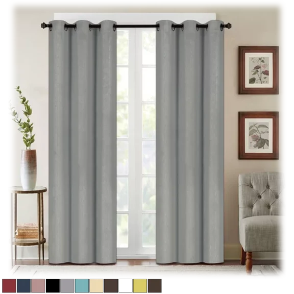 J&V Textiles Denver Collection Embossed Blackout Curtains Panels - 63" or 84"