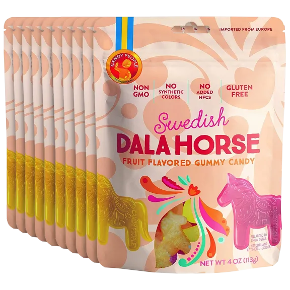 10-Pack: Candy People Swedish Dala Horse Gummies (4 oz, 2.5lb total)