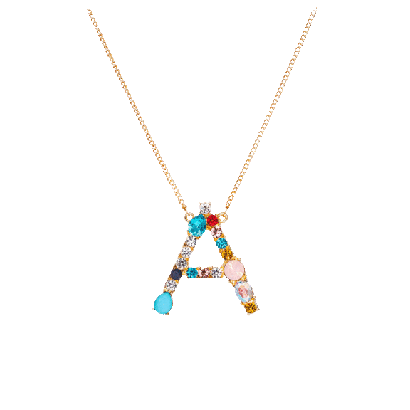 Golden NYC 18K Yellow Gold Plated Initial Necklace with Swarovski Crystals