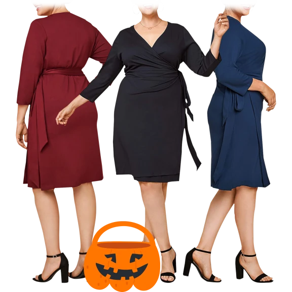 3-Pack: Seek No Further Ladies Plus Size Wrap Dress