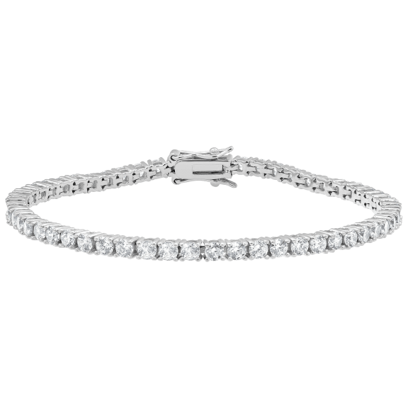Diamond Muse Sterling Silver White Round Cubic Zirconia Tennis Bracelet