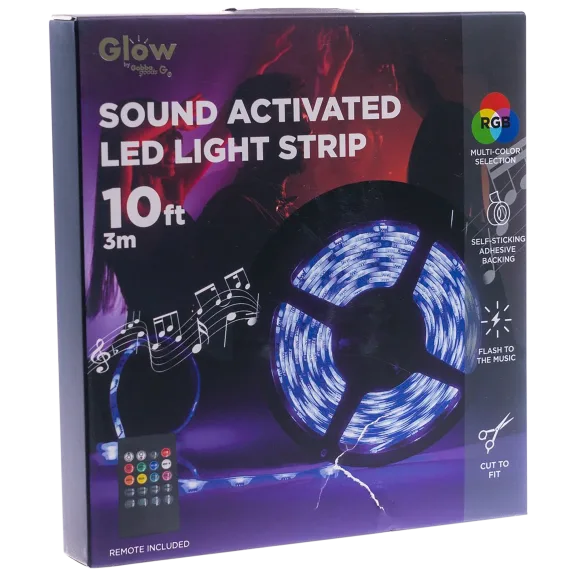 2-Pack: Glow 10ft Sound Activated Multi-Color LED Strip Lights