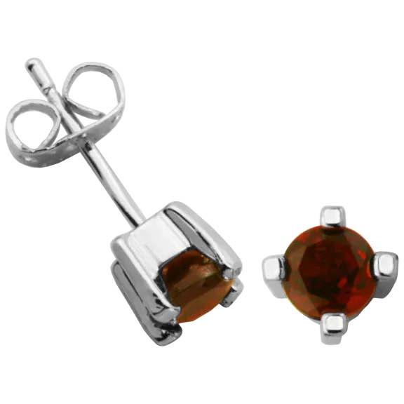Morgan & Paige Classically Stunning Rhodium Plated Genuine Garnet Stud Earrings