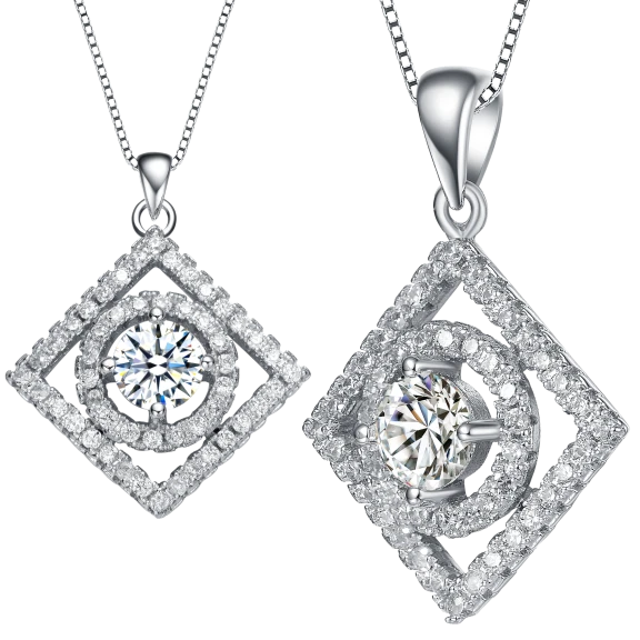 Brilliant Square Rhodium Plated Pendant