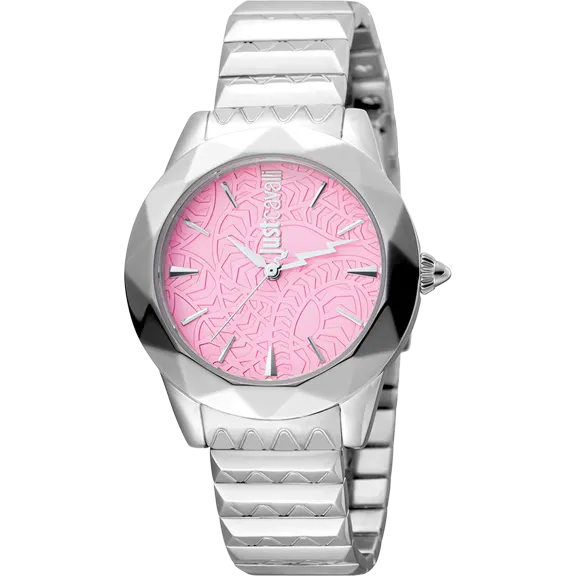 Just Cavalli Women's Rock Sangallo Pink Dial Stainless Steel Watch