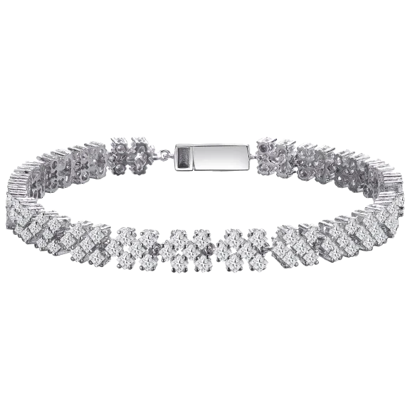 RelavenO Elegant Three Row Cubic Zirconia Tennis Bracelet