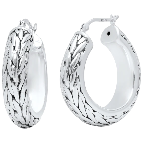 Pori Jewelers .925 Sterling Silver Braided Hoops
