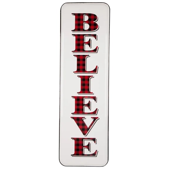 Glitzhome 43"H Enameled Metal "BELIEVE" Wall Sign