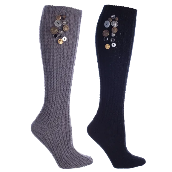 MinxNY Sweater Knee-high Boot Socks with Buttons