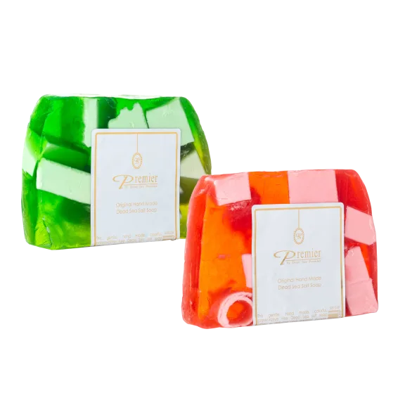 Premier Luxury Skin Care Handmade Dead Sea Salt Soap 2-Piece Set