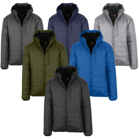Galaxy by Harvic Men's Sherpa-Lined Hooded Puffer Jacket