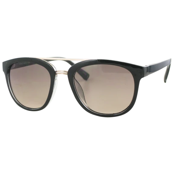 Jones New York Black Crystal Modified Round Frames With Smoke to Brown Lenses