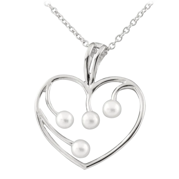 Heart Shaped White Freshwater Pearl Pendant