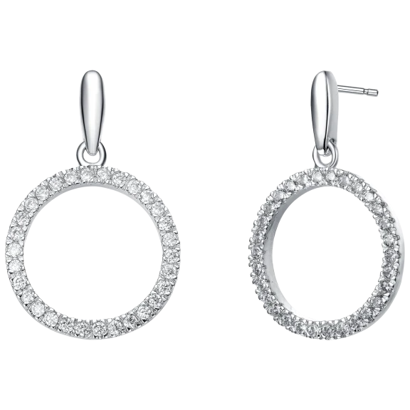 RelavenO Gorgeous Rhodium Plated Cubic Zirconia Open Circle Earrings