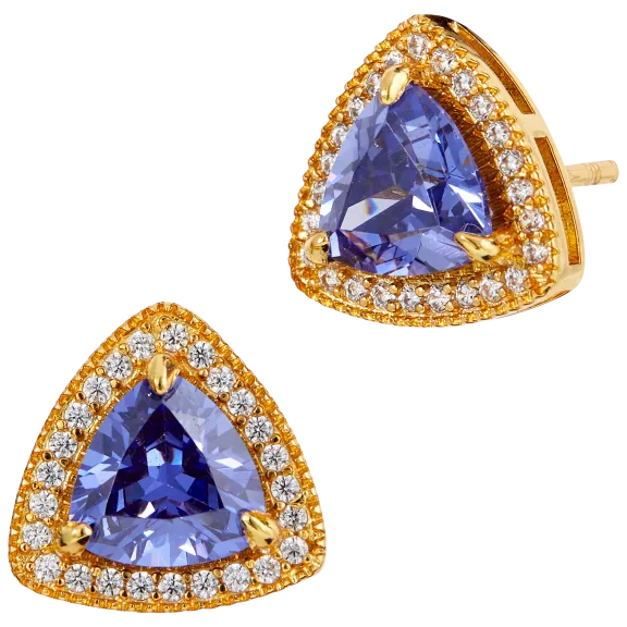 Savvy Cie 18K Gold Vermeil Tanzanite Trillion Stud Earrings