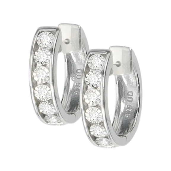 Diamond Muse 1/10 Carat TW Diamond Hoop Earrings in Sterling Silver