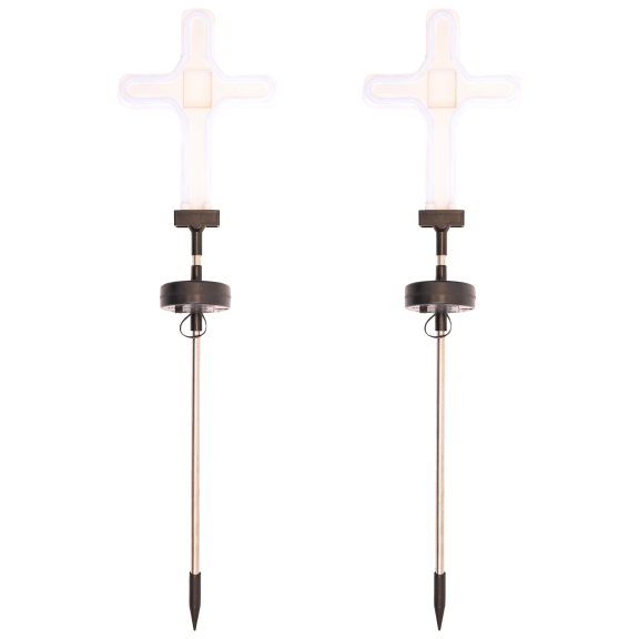 2-Pack: Solar LED Decorative Neon Garden Stake Light (Cross)