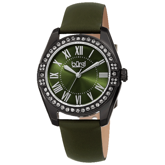 Burgi Ion Plated Watch with Swarovski Crystal Bezel
